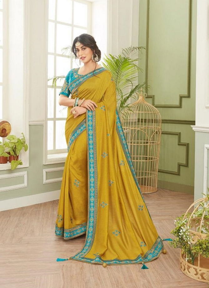 VISHAL GRANDIOSE VOL-4 Latest Fancy Festive Wear Designer Heavy Vichitra silk Embroidered Saree Collection